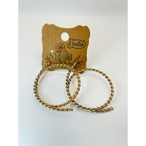 Justin Boots Gold Tone Twisted Rope Hoop Earrings